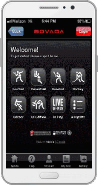 image of iPhone with Bovada sportsbook app displayed on phone