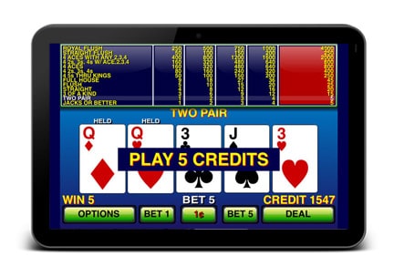 Image of Video Poker App displayed on a tablet