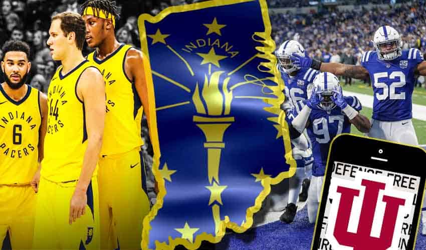 Indiana Image depicting IN state flag and sports teams