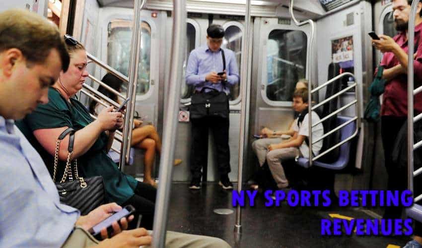 ny mobile betting revenues 2022 resized People play real money gambling apps in New York, turning huge state sports betting revenues.