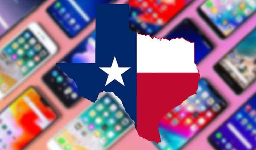 The state of Texas hovering over smartphones